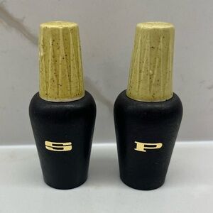 Vintage MCM Black and Gold Salt and Pepper Shakers Japan Black Yellow Atomic
